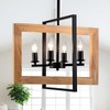 17.7 Inch Farmhouse Wood Chandelier for Dining Room, 4-Light Rustic