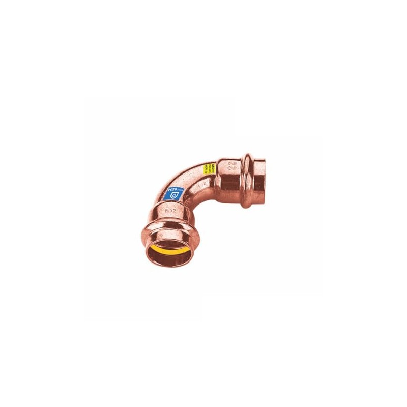 Sanpro Fitting, press fitting, copper, 90° angle, bend, size V
