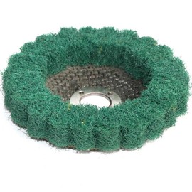 MiJunHD 4inch 100mm Nylon Fiber Flap Disc, Green 180 Grit Abrasive Buffing Sanding Wheel Grinding Scouring Pad for Angle Grinder Polishing Tool (Bore diameter:16mm,1Piece)
