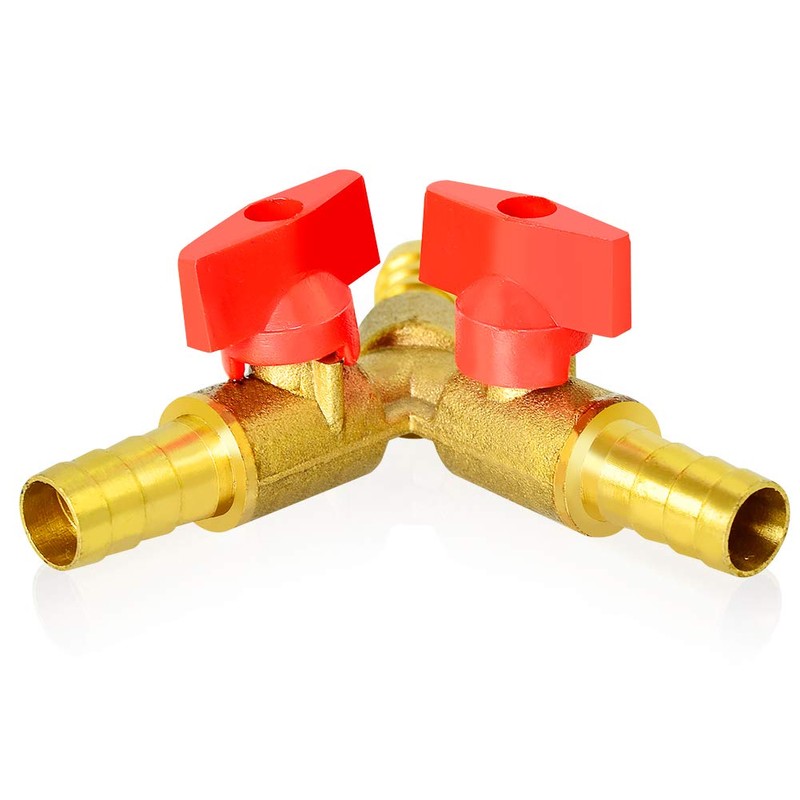 GASHER 2 PCS 3 Way Shut Off Ball Valve, 3/8"