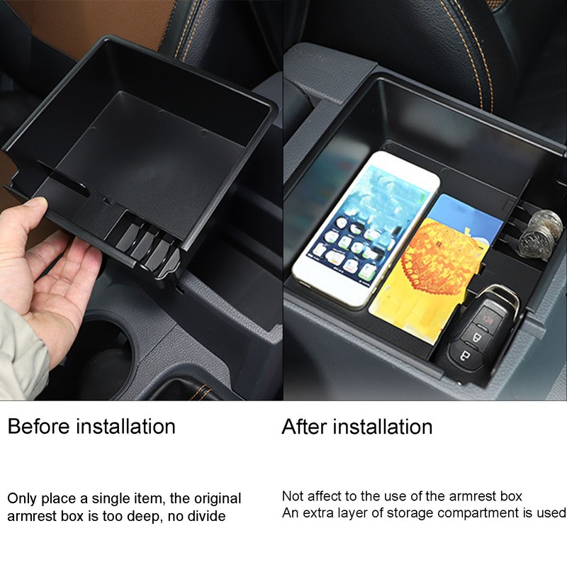 Center Console Storage Tray ABS Armrest Organizer Box Cubby Drawer