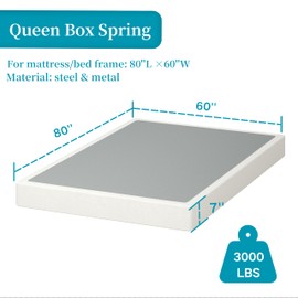 Aardhen 7 Inch Box Spring for Queen Bed,High Profile Strong Metal Frame Mattress Foundation, Quiet Noise-Free,Easy Assembly, 3000lbs Max Weight Capacity