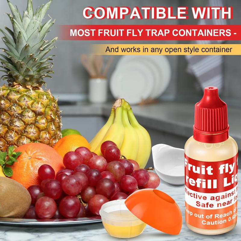 Qualirey 12 Pack Fruit Fly Trap Refill Liquid, 0.68oz/ Bottle