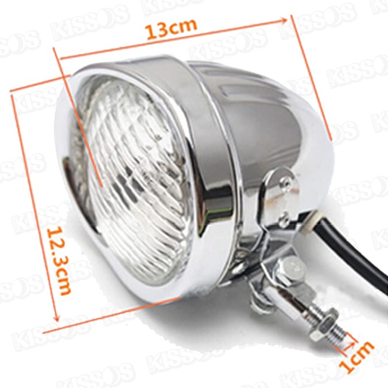 Motorcycle Motorcycle Batelite Headlight with Visor 4.5" Universal (Silver/White Lens)