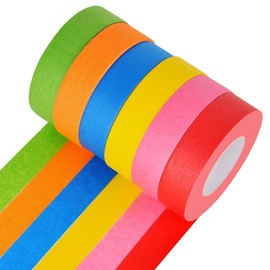 DEWEL Colored Masking Tape 1 Inch 6 Roll Rainbow Painter Tape Teacher Supplies Decorative Classroom Colorful Labeling Line Red Pink Blue Green DIY Art Tape for Kid 22 Yard