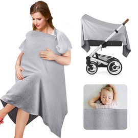 Philorn Breastfeeding Cover for Baby, Breastfeeding Cotton Nursing Scarf, Soft Breathable Stretchy Mummy Carf for Breastfeeding Girls and Boys (Grey)