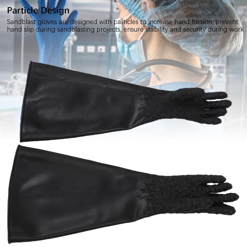 Pyhodi 1 Pair Sandblasting Gloves with Particle, 25.6in/65cm Wearproof Latex