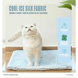 WKWLK Pet Cooling Mat, Reversible Ice Pad for Dogs and Cats, Machine Washable, Light Blue