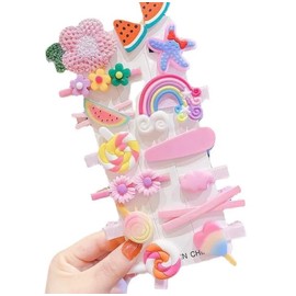 Aretro 14 Pcs Cute Children Hair Clips Girls Hair Accessories Set Colourful Hairpins Snap Clips