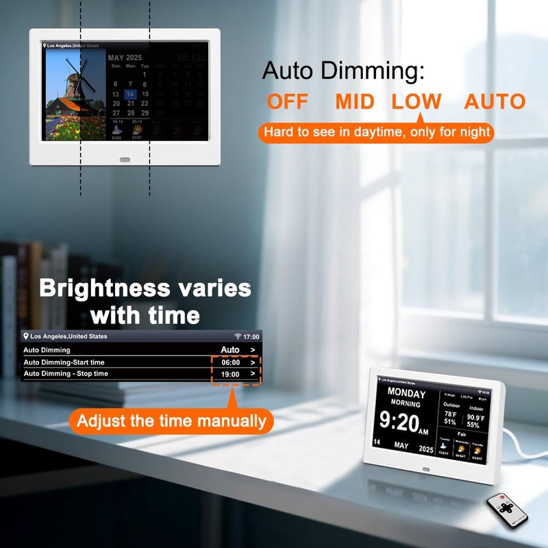 2025 Digital Clock with Weather Forecast & Temperature/Humidity Large Display,Auto