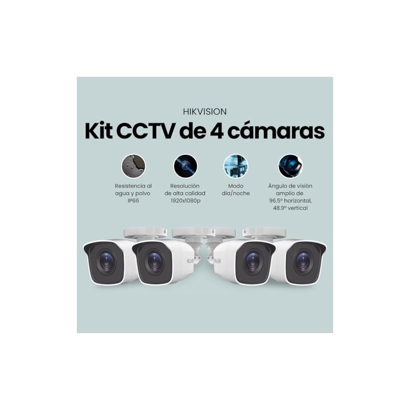 Hikvision Kit CCTV De 4 Cámaras Tipo Bala TurboHD 1080p