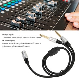 GOWENIC Conector Estéreo TRS Hembra de 3,5 Mm de 1/8 a 2 Divisores en Y Macho Mono TS de 6,35 Mm Duales de 1/4, Cable Adaptador de Enchufe de Audio de Conector de 6,35 Mm a 3,5 Mm para
