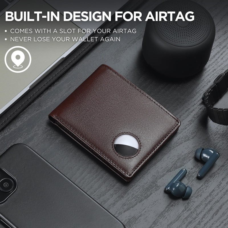KLOMORE AirTag Chain Wallets for Men (Airtag Not Included), Sleek
