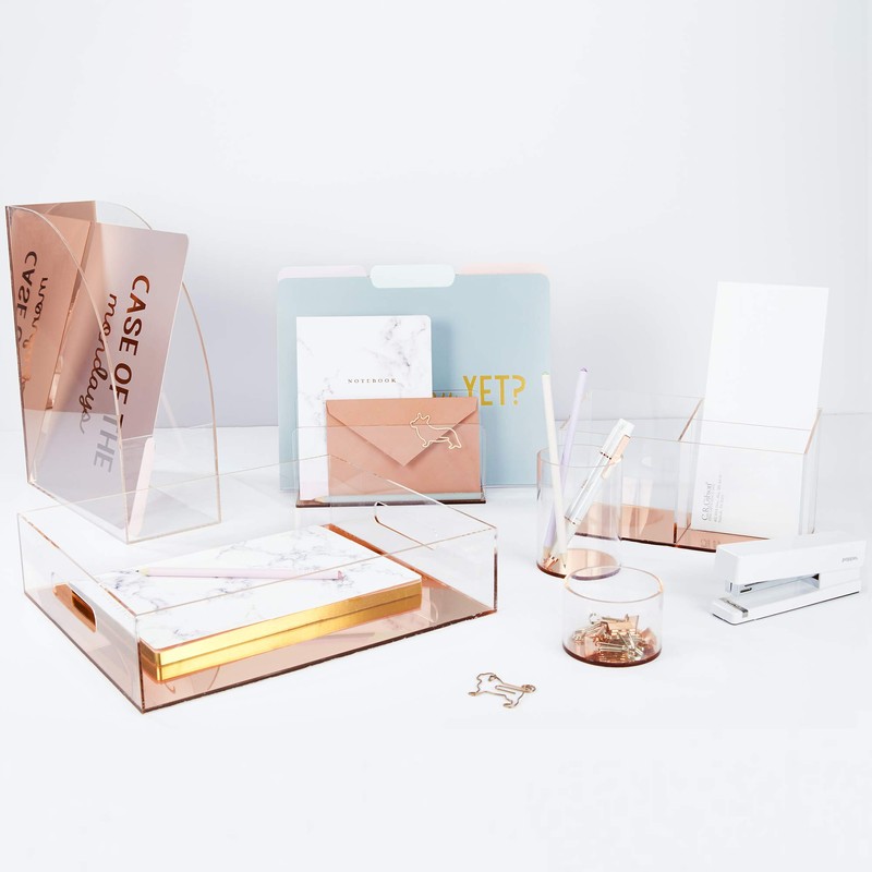 C.R. Gibson Rose Gold Clear Acrylic File Holder