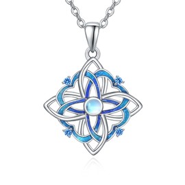 KINGWHYTE Celtic Knot Necklace Necklace 925 Sterling Silver Moonstone Necklace Celtic Knot Pendant Necklace Irish Celtic Jewellry Birthday Christmas Gifts for Women Girls