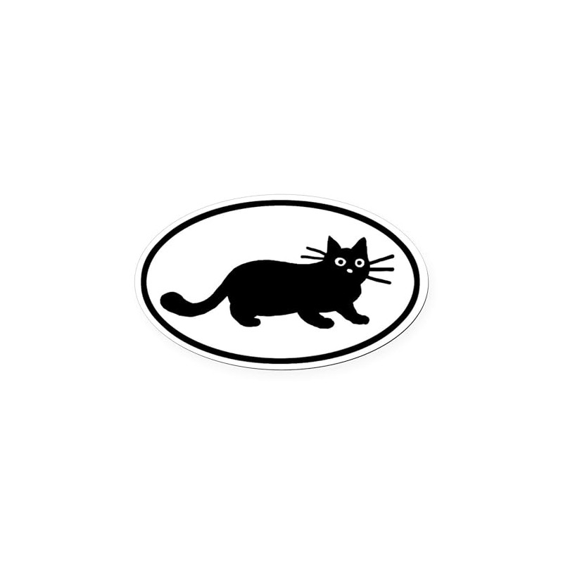 CafePress Black Cat Euro Oval Car Bumper Magnet