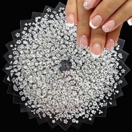 30Sheets White Flower Nail Art Stickers Spring Summer Nail Stickers for Nails Art 3D Self-Adhesive Floral Nail Decals Flower Sticker for Women Girls Acrylic Nails Manicure DIY