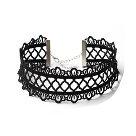 Wendalern Black Lace Choker Necklaces Vintage Lace Collar Necklaces Lace Elastic Necklace Boho Velvet Choker Necklace Jewellery for Women and Girls