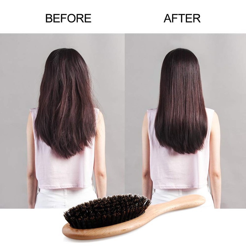 Natural Boar Bristle Hair Brush Wooden Paddle Hairbrush Detangling Hairbrush
