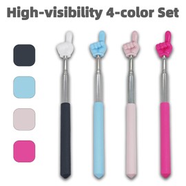 Atdcoek 4 PCS Extendable Pointer Finger Stick - Bright Colored Telescopic Teachers Pointer for Classroom, Perfect Pointing Stick for Kids Reading & Presentation Pointers