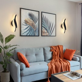 CANEOE Small Modern LED Wall Sconce, 3000K Warm White Hardwired Wall Light Fixtures,Black Indoor Wall Lamp Acrylic Wall Mounted Lighting Fixture for Bedroom Living Room Stairway Hallway (Black)