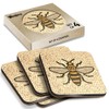 4 x Square Coasters - Manchester Bee Mosaic Pattern Cork