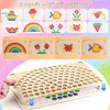 FYSL Wooden Montessori Toy, Clip Beads Puzzle Sorting Game, Clip