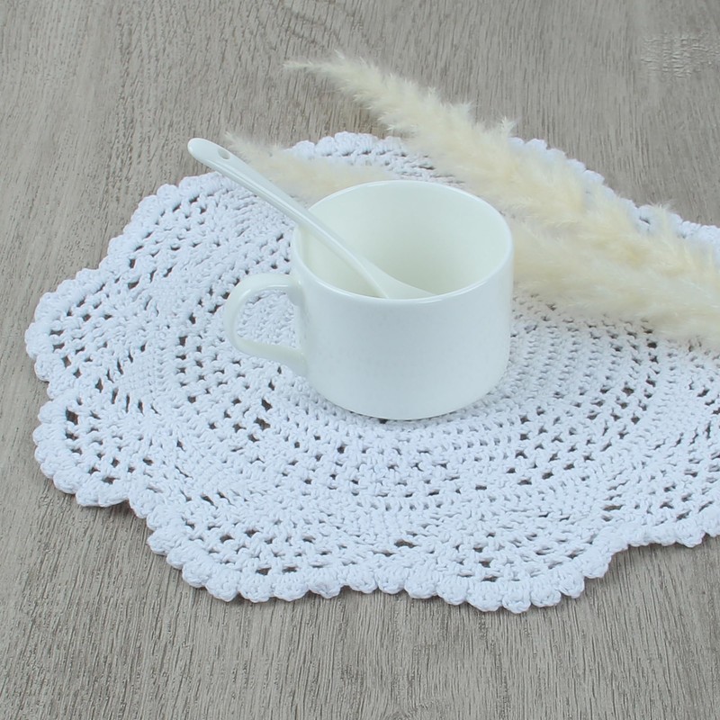 kilofly Crochet Cotton Lace Table Placemats Doilies Value Pack, 4pc,