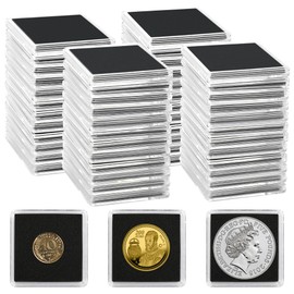 Uncle Paul - 50 cápsulas de monedas, soportes a presión con 5 tamaños de juntas negras de 20/25/30/35/40 mm, fundas transparentes para colección de monedas, suministros de plata dólar libras centavos