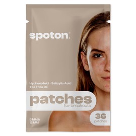 Spoton Acne Patches – Hydrocolloid Pimple Patches with Salicylic Acid & Tea Tree Oil for Blemishes & Breakouts | Transparent Fast-Acting Dermatologist-Approved Skin Care Treatment | 8mm & 12mm 36 Pack