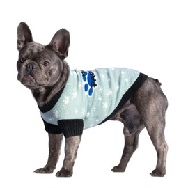 CuteBone Dog Sweater Happy Pawliday Knit Puppy Clothes for Medium Dogs Pullover Pet Winter Clothes with Harness Hole