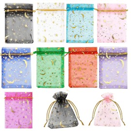 Organza Bags 100pcs Mix Color Pouch Sheer Drawstring Bags 3.5" x 4.7" for Wedding Party Favor Candy Festival Jewelry Gift Wrap