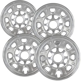 OxGord 18 inch Wheel Skins for 2011-2019 Chevy Silverado 2500/3500 (Set of 4) Impostor Wheel Covers for 18 inch Chrome ABS Wheels- Auto Tire Replacement Exterior Cap Cover