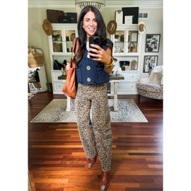 Hvewarm Womens Casual Chunky Knit Vest Gold Button Down Crop Crochet Sleeveless Sweater Vest (Navy-XS)