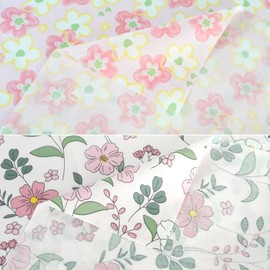 Qililandiy Pink Floral Cotton Fat Quarters Quilting Fabric, 7 Pieces, 22" x 22" Each, Pink Flower Pattern