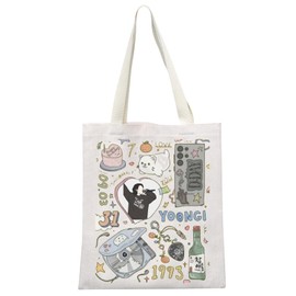 MYSOMY Suga Canvas Tote Bag K-pop Group Bangtan Shoulder Bag Suga Fans Gift K-pop Suga Merchandise K-pop Tote Bag (Suga TB)
