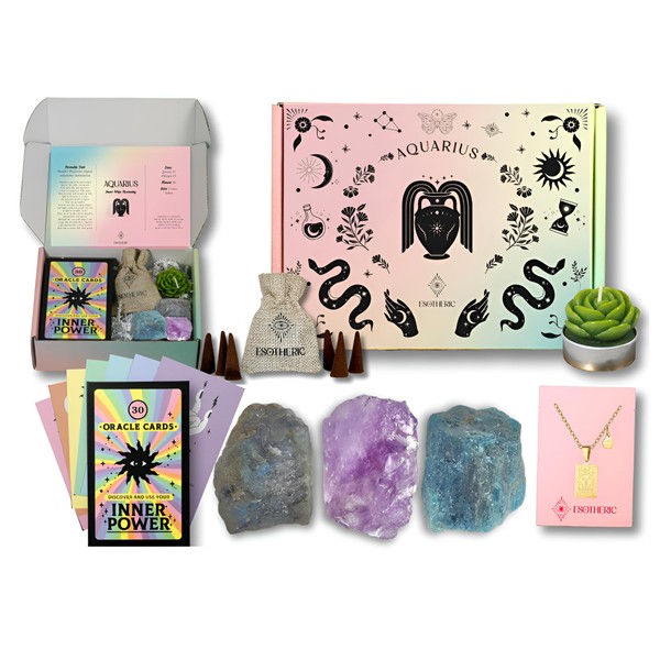 ESOTHERIC Aquarius Zodiac Gifts for Women- Birthday Gift Set, Healing