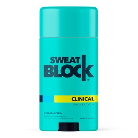 SweatBlock Deodorant Antiperspirant for Women & Men | 48 Hour High Degree Sweat & Odor Protection | Non Irritating Smooth Glide | Coastal Fresh Scent (1 Pack)