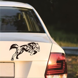 Wolf Tribal Decal – Removable Vinyl Sticker for Car Body, Rear Window, Bumper, Laptop, Wall – DIY Animal Graphic for Outdoor Enthusiasts and Stylish Decoration- XY023 (Black)