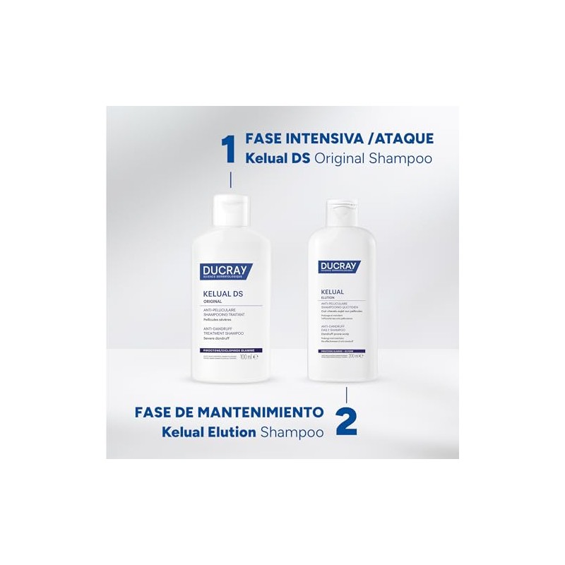 DUCRAY, Kelual Elution Shampoo Reequilibrante, Alternancia Anticaspa, Con Piroctona Olamina