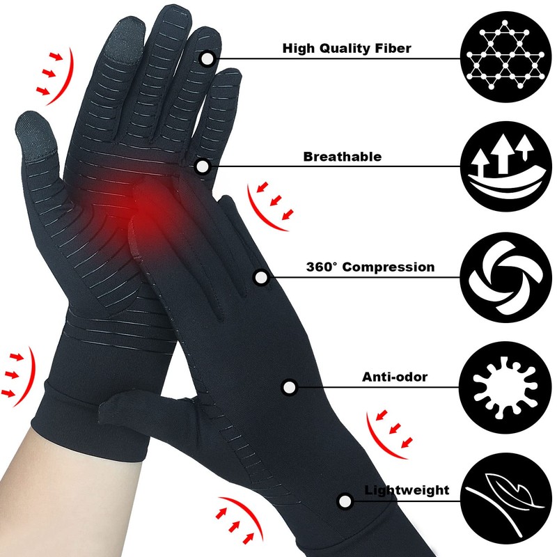 2 pares de guantes de compresión para artritis de cobre