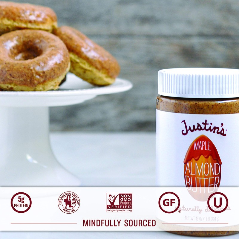 Justin's Maple Almond Butter, No Stir, Gluten-free, Non-GMO, Responsibly Sourced,