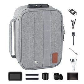 PODAHO Large Smell Proof Stash Bag Set with 10 Accessories, Premium Smell Proof Box Case with Combination Lock, Water Proof Smell Proof Containers Pouch for Storing Smelly Products, Grey