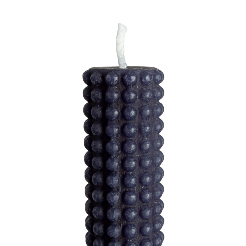 Creative Co-Op Hobnail Taper Candles in Box, Navy Blue, Set
