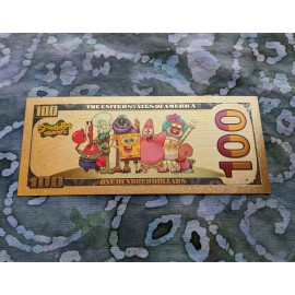 6 Piece 24k Gold Foil Plated Sponge Bob Collectible Banknote Set.  Mint!