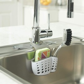 Sink Caddy Sponge Soap Holder Organizer Sink Sider Faucet with Adjustable Strap