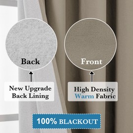 OWENIE Maya 100% Blackout Curtains 84 Inch Length 2 Panels Set, Solid Warm Thick Thermal Insulated Energy Saving Grommets Window Panels for Bedroom & Living Room, 2 Panels (Each 52 W x 84 L, Beige)
