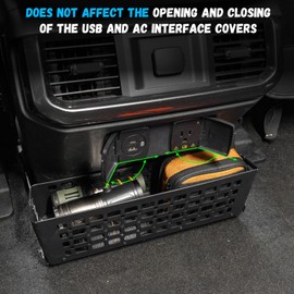 OMU 1 Pack Metal Rear Seat Storage Box Compatible with Ford F150 2021-2025,Removable Back Seat Organizer Car Floor Console Organizer Tray with Tactics Style for F150 Accessories(Black)