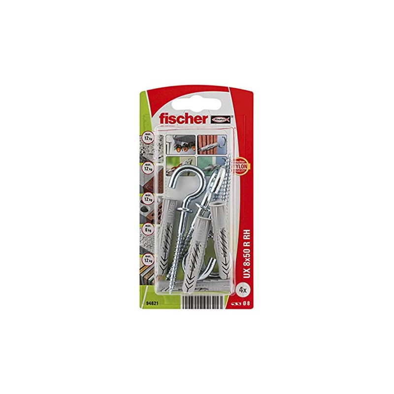 fischer | Kit de 4 Taquetes UX de Nylon 8x60