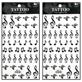 Tattoos 2 Sheets Musical Notes Music Love Symbols Temporary Tattoo 3D Fake Waterproof for Man Women Girls Lower Back Shoulder Neck Arm